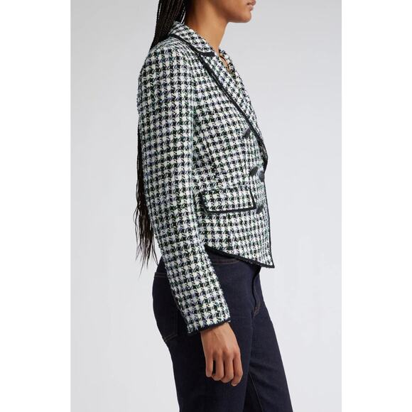 Veronica Beard Metallic Check Cotton Blend, Tweed Dickey Jacket, Size 8 - Picture 11 of 12